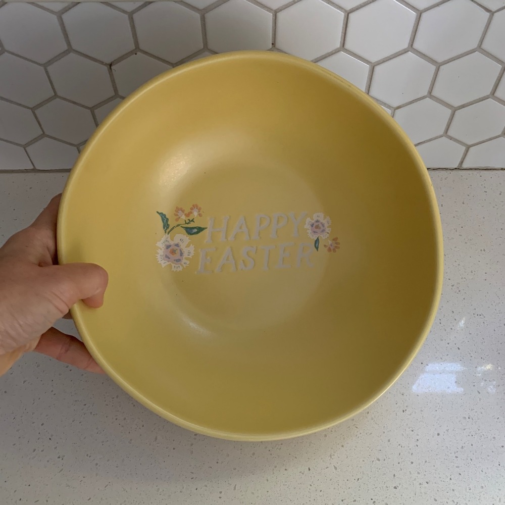 Happy Easter bowl yellow‎ floral bowl serving spring threshold